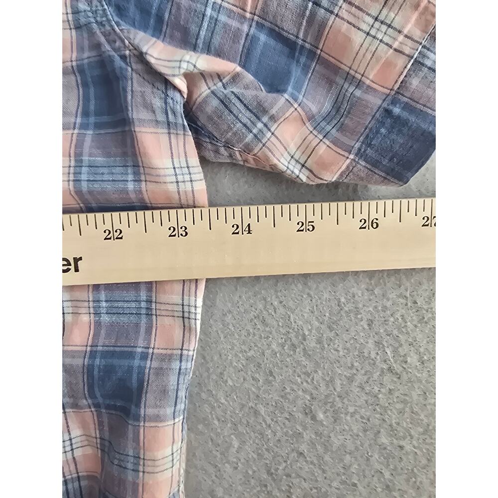 Faherty‎ Brand Mens XL Blue Pink Plaid Short Sleeve Button Down Shirt Coastal - Picture 6 of 7